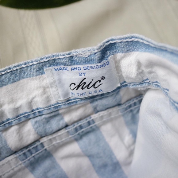 Vintage blue and white striped denim shorts - Picture 2 of 4